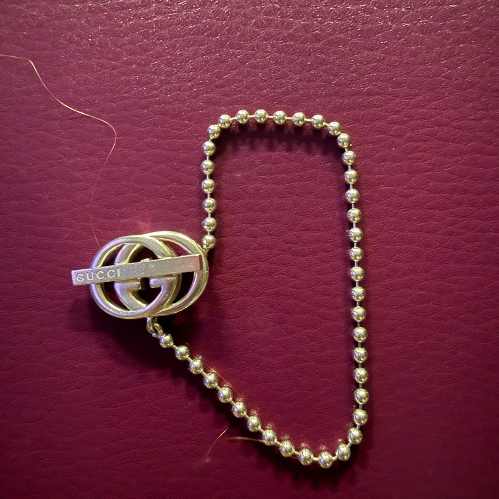 GUCCI Double G Silver Bracelet Ball Charm 7”